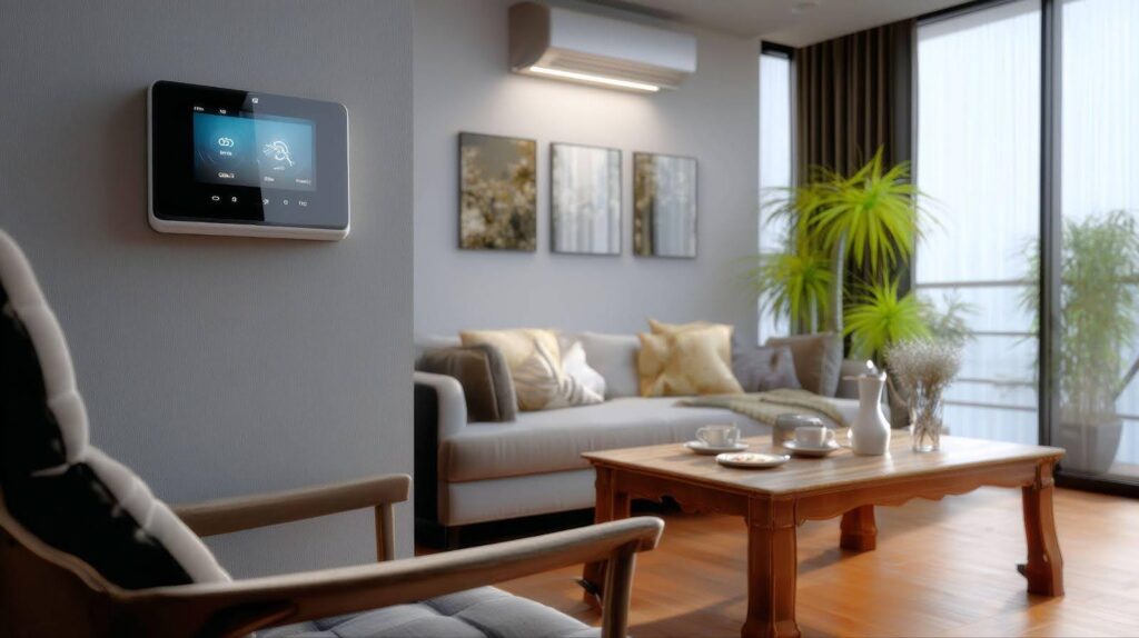 A cozy living room featuring a couch coffee table and a television set against a neutral wall